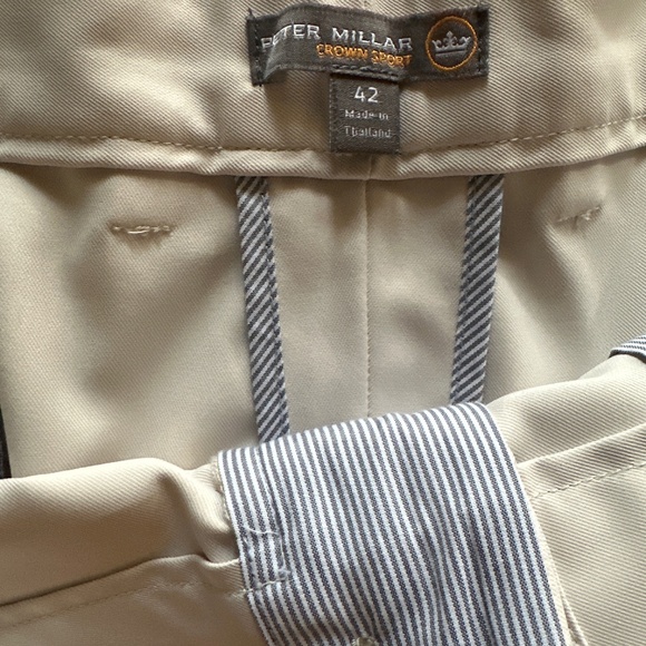 Peter Millar Crown Sport Mens Flat Front Stone Color Shorts Size 42 Waist - Picture 2 of 6